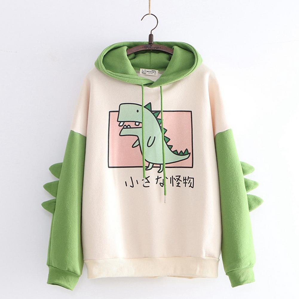 Winter Clothing Types - Dinosaur Oversized Cartoon Hoodie Women Fashion