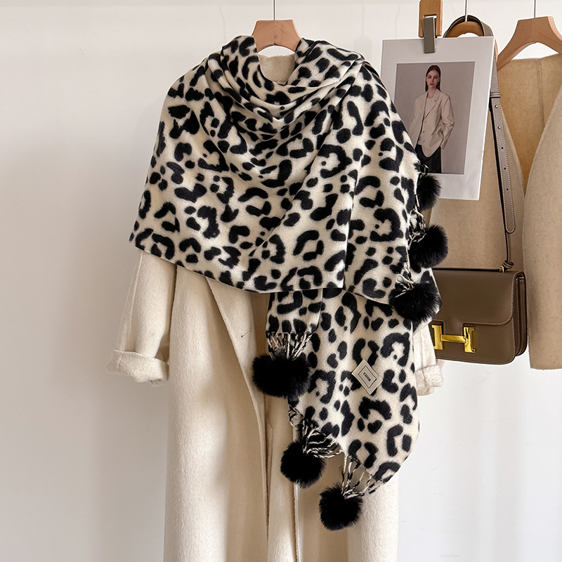 Cashmere Scarf Wrap - New Luxury Winter Leopard Two-sided Cashmere