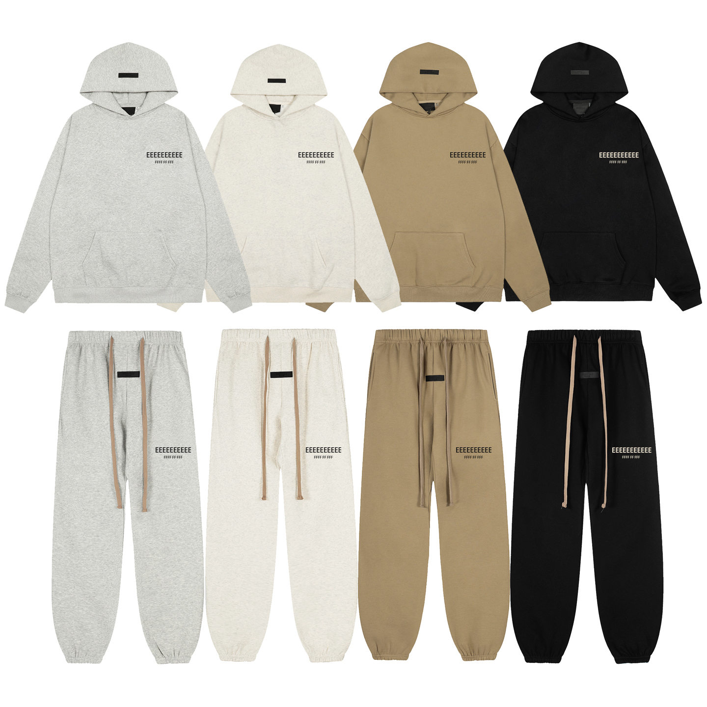 Fleece Hoodie Lined - Fashion Double-Line Matching Set Men's Drawstring