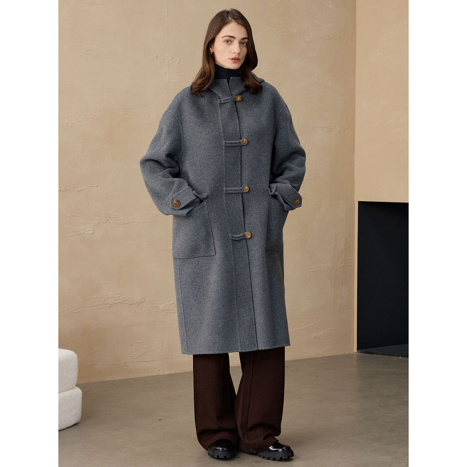 Wool Blend Coat - Allingentle Women's Blazer Woolen Fashion Long