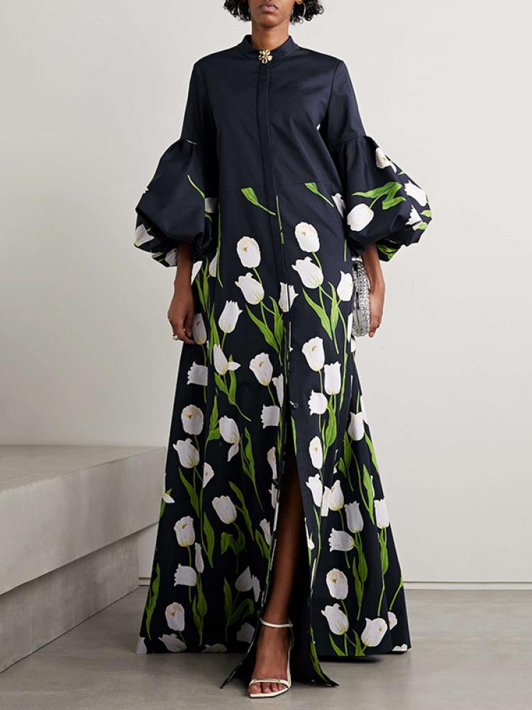 Winter Clothing H&M - Modigirl Elegant Floral Printed Stand Collar
