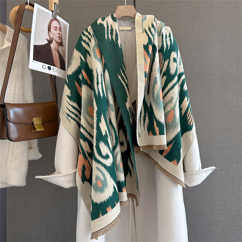 Cashmere Scarf Wrap - 2025 Brand Warm Cashmere Poncho Shawl