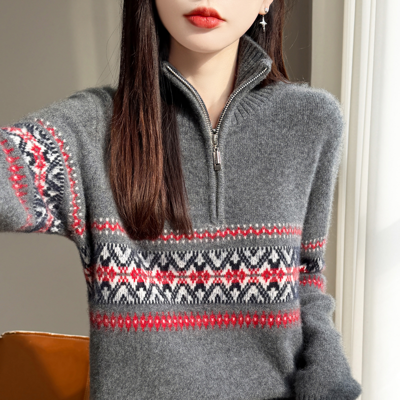 Quality Winter Clothing - High Quality Women's Jacquard Pullover Sweater