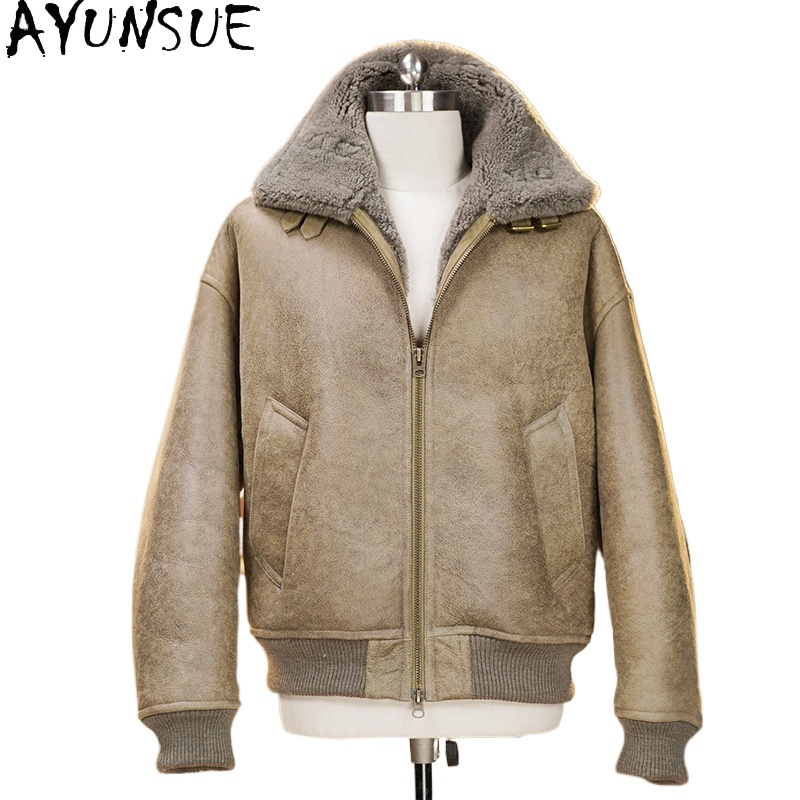 Winter Clothing Uae - AYUNSUE High-end Natural Fur Coat Men