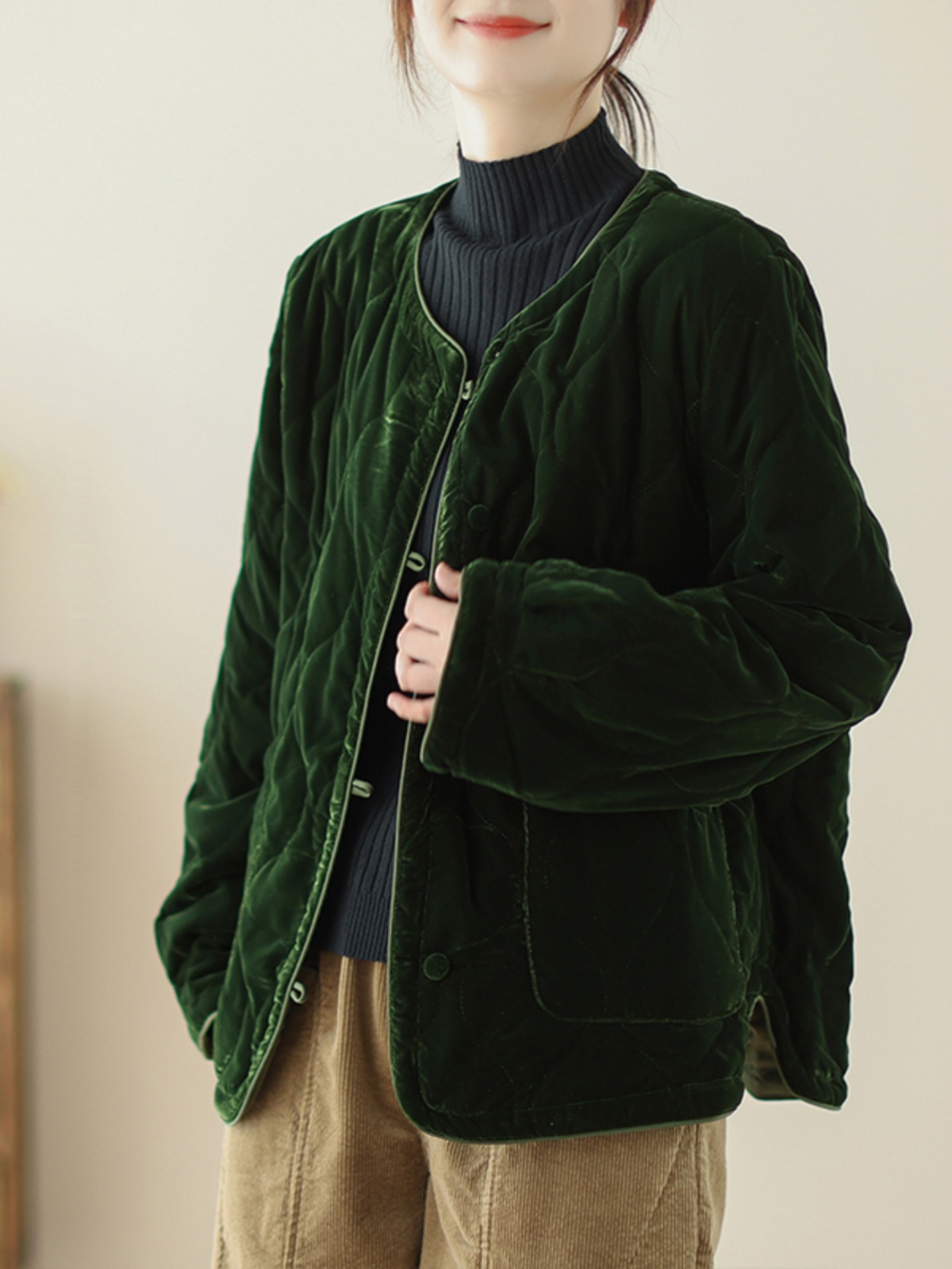 Winter Clothing Types - Retro Casual Cotton Jacket round Neck