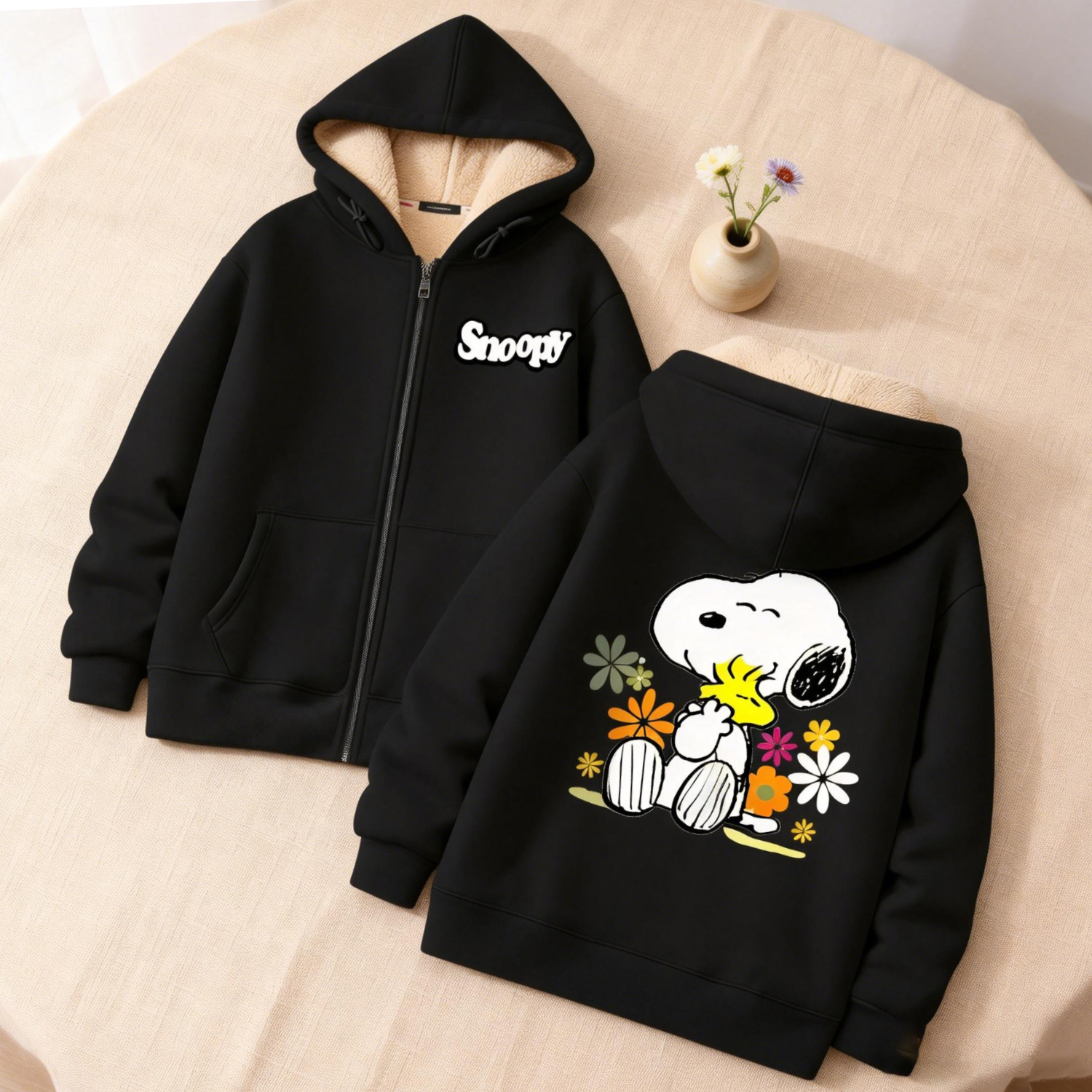 Snoopy Black Zip Hoodie Adult  - Winter Clothing Uae 评论和价格