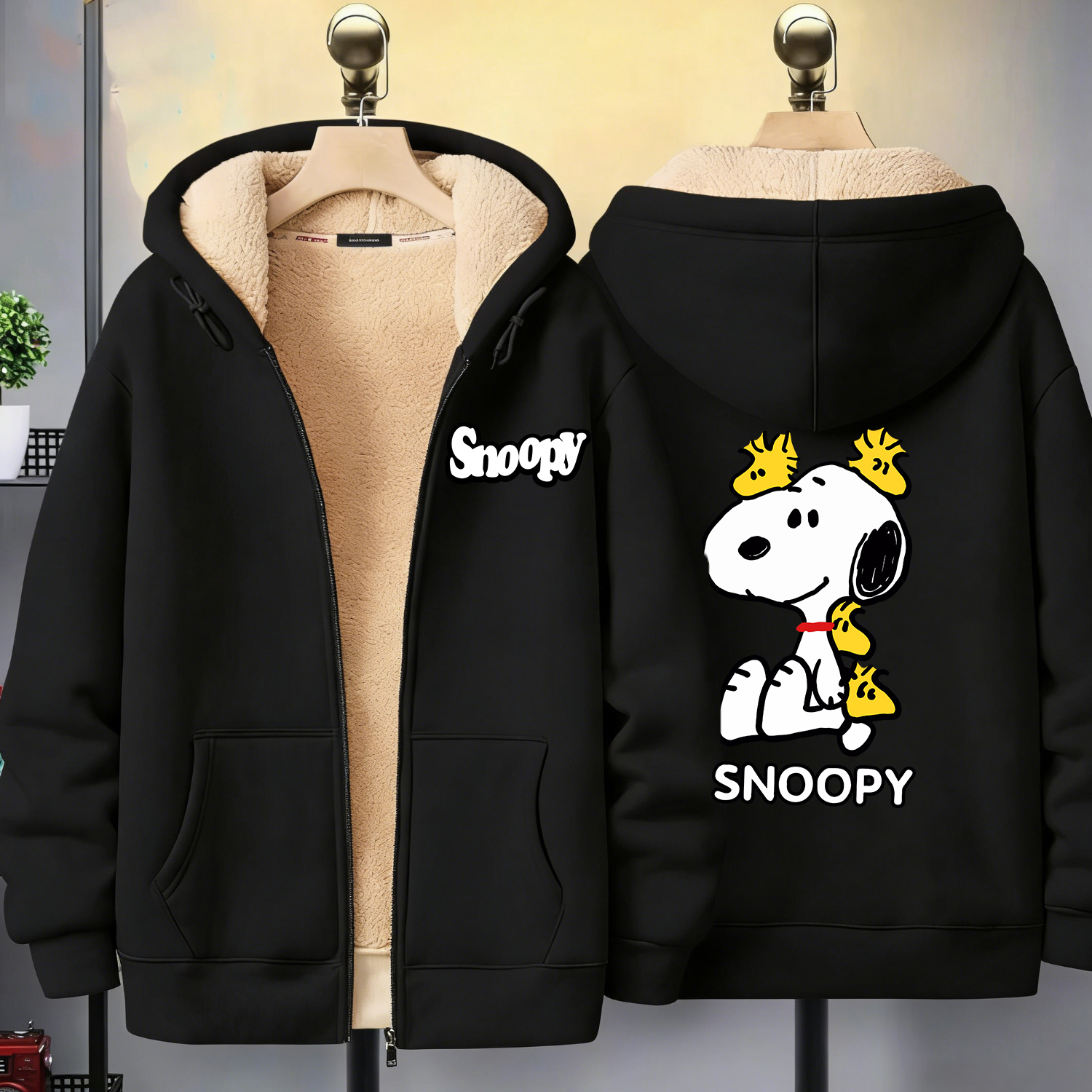 Snoopy Black Zip Hoodie Adult  - Winter Clothing Uae 评论和价格