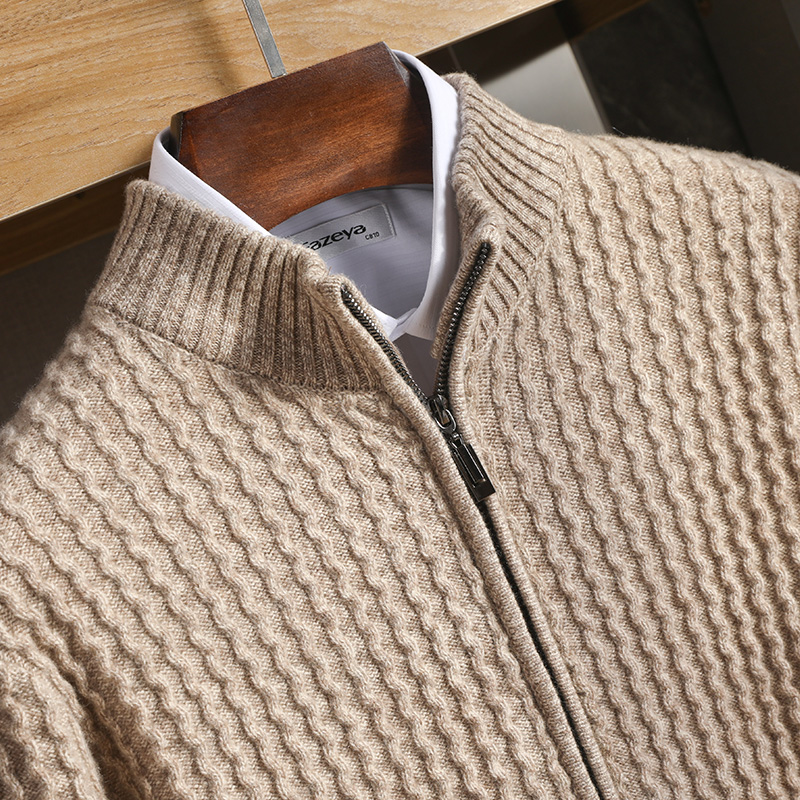 Men's Zipper Mock Collar Thick - Wool Blend Coat 评论和价格