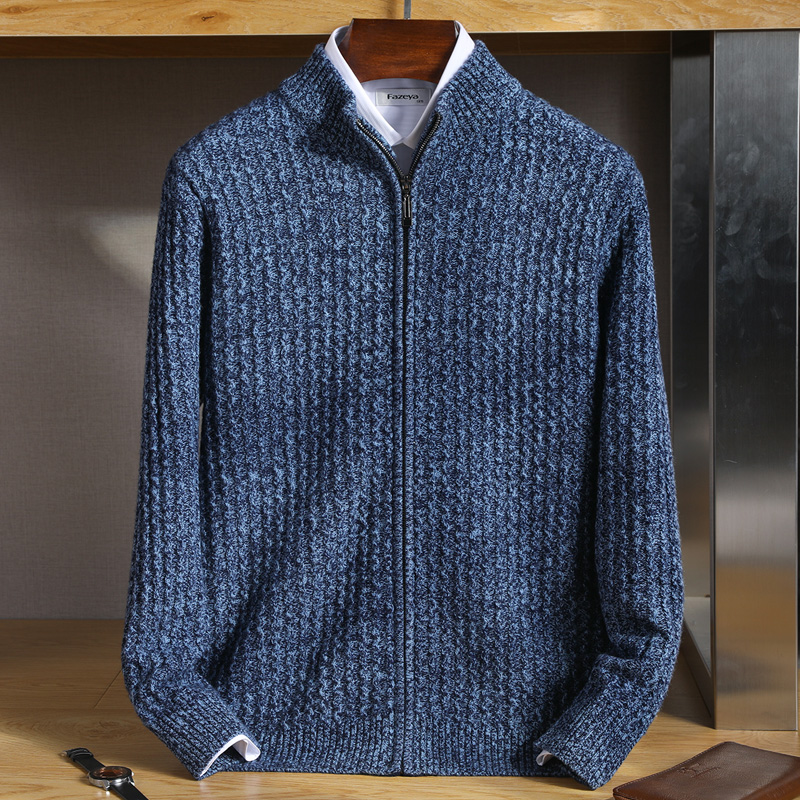 Men's Zipper Mock Collar Thick - Wool Blend Coat 评论和价格