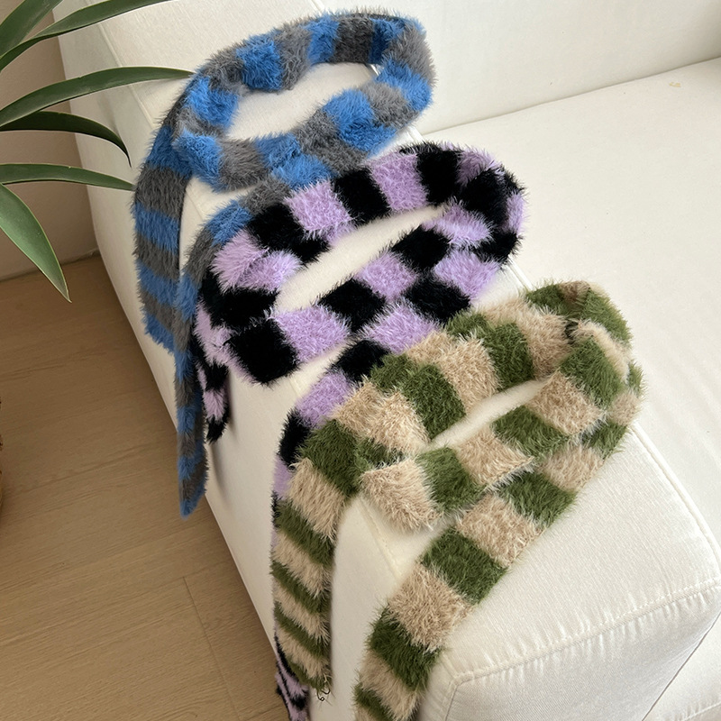 Y2k Striped Plush Narrow Long  - Y2K Winter Clothing 评论和价格