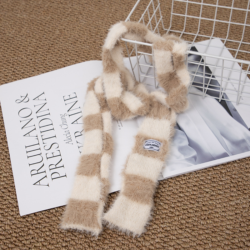 Y2k Striped Plush Narrow Long  - Y2K Winter Clothing 评论和价格