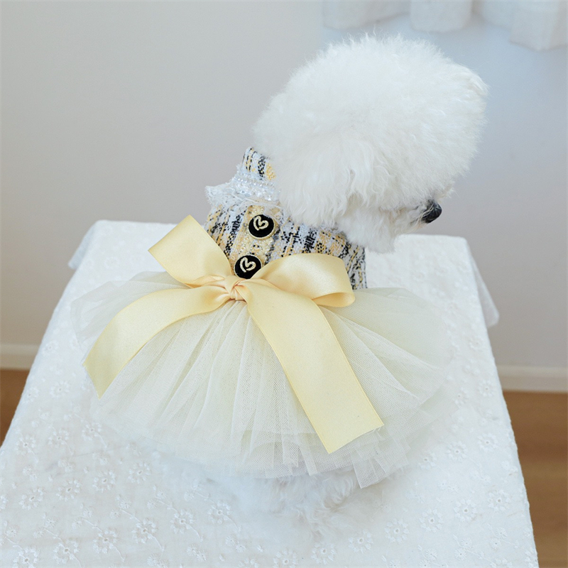Yellow Ribbon Dresses for Dogs - Winter Clothing In French 评论和价格