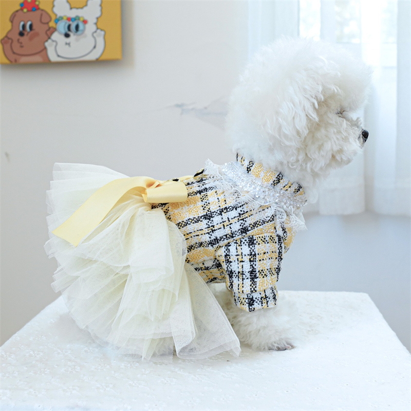 Yellow Ribbon Dresses for Dogs - Winter Clothing In French 评论和价格