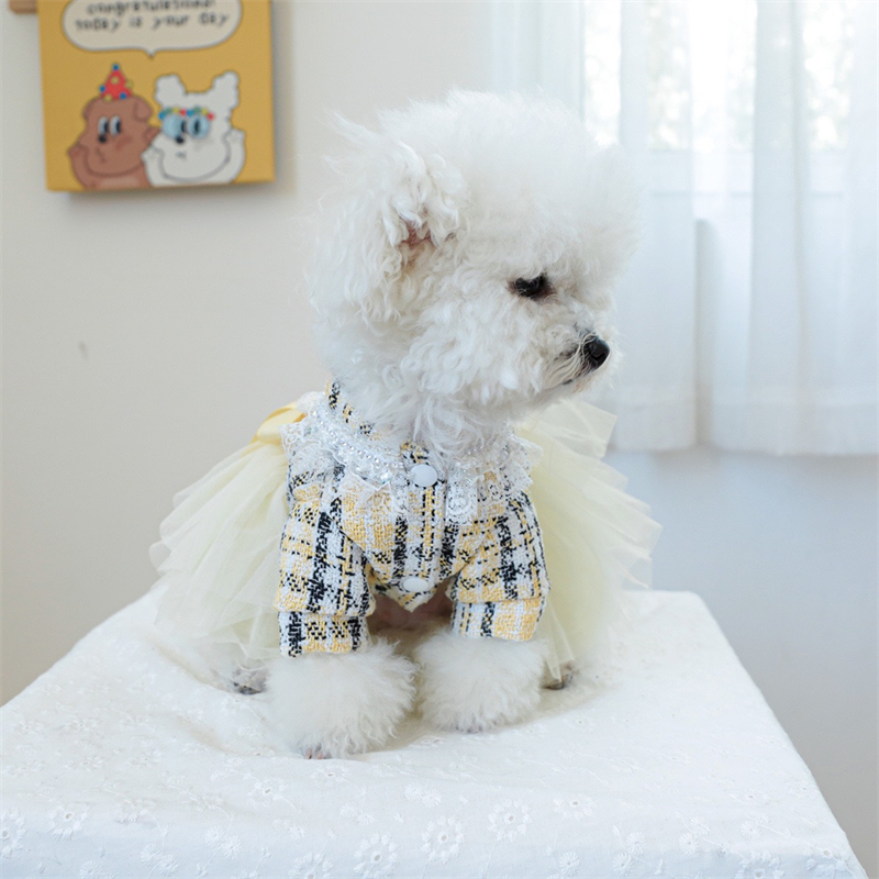 Yellow Ribbon Dresses for Dogs - Winter Clothing In French 评论和价格
