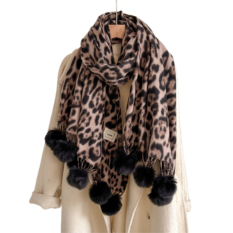 New Luxury Winter Leopard Two- - Cashmere Scarf Wrap 评论和价格