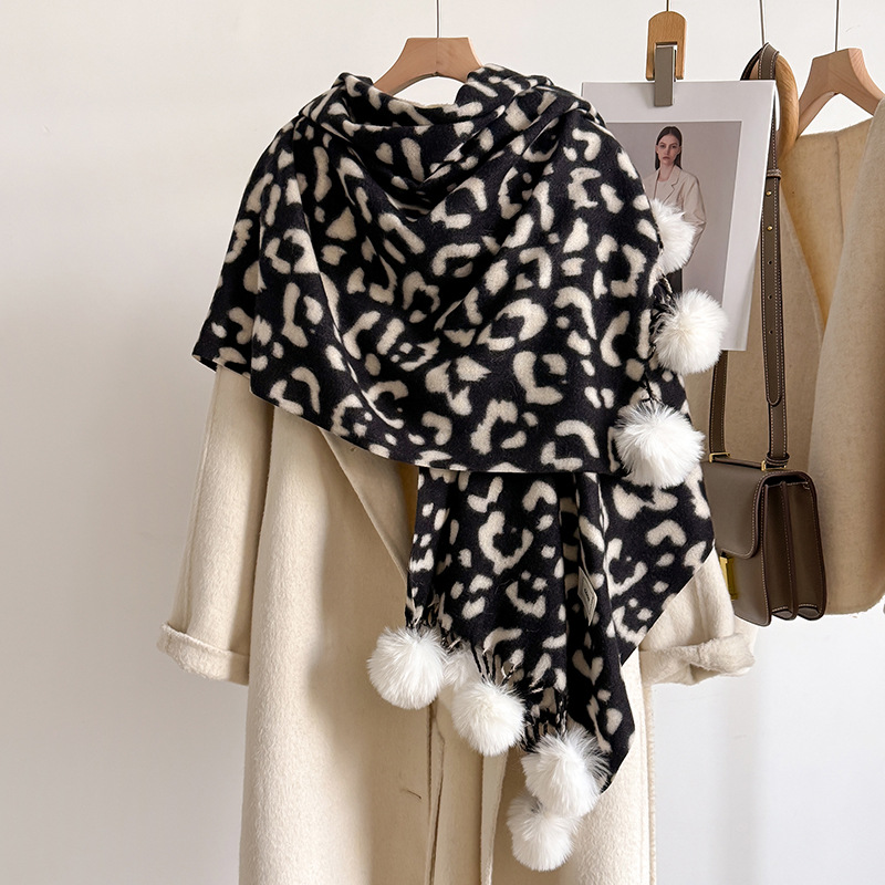 New Luxury Winter Leopard Two- - Cashmere Scarf Wrap 评论和价格