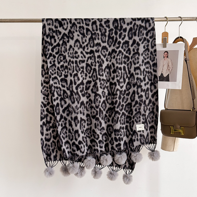 New Luxury Winter Leopard Two- - Cashmere Scarf Wrap 评论和价格