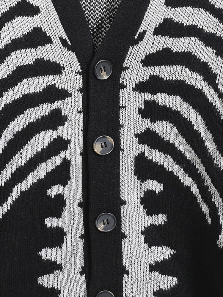 Men's Skeleton Pattern Cardiga - Wool Blend Coat 评论和价格