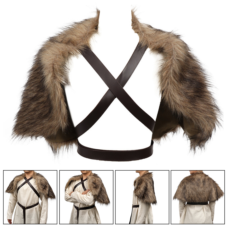 Viking Cloak Faux Fur Collar C - Winter Clothing For 评论和价格