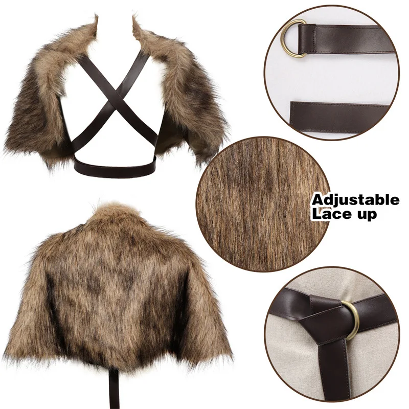 Viking Cloak Faux Fur Collar C - Winter Clothing For 评论和价格