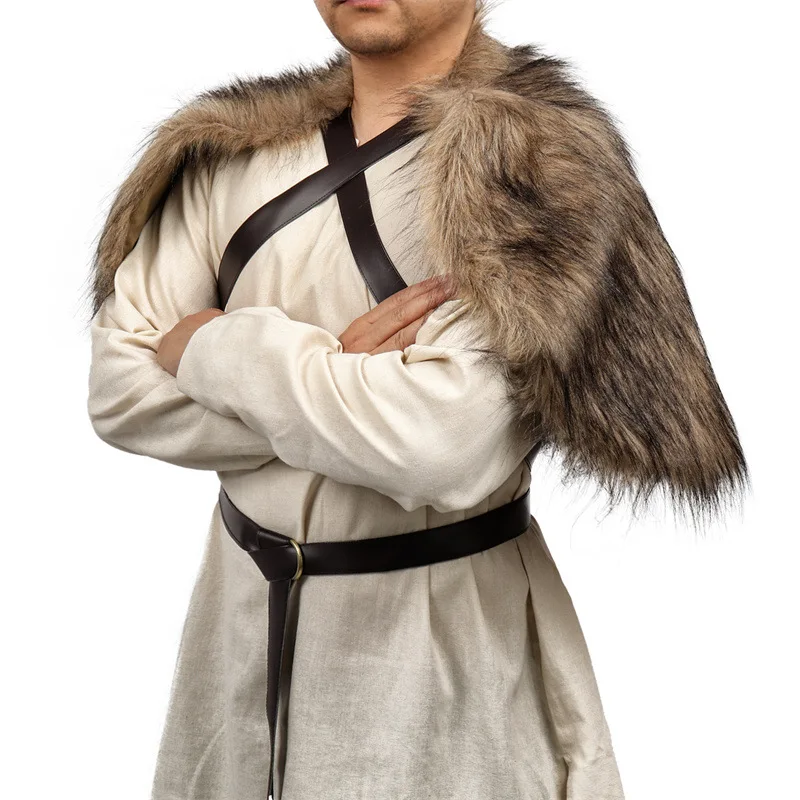 Viking Cloak Faux Fur Collar C - Winter Clothing For 评论和价格