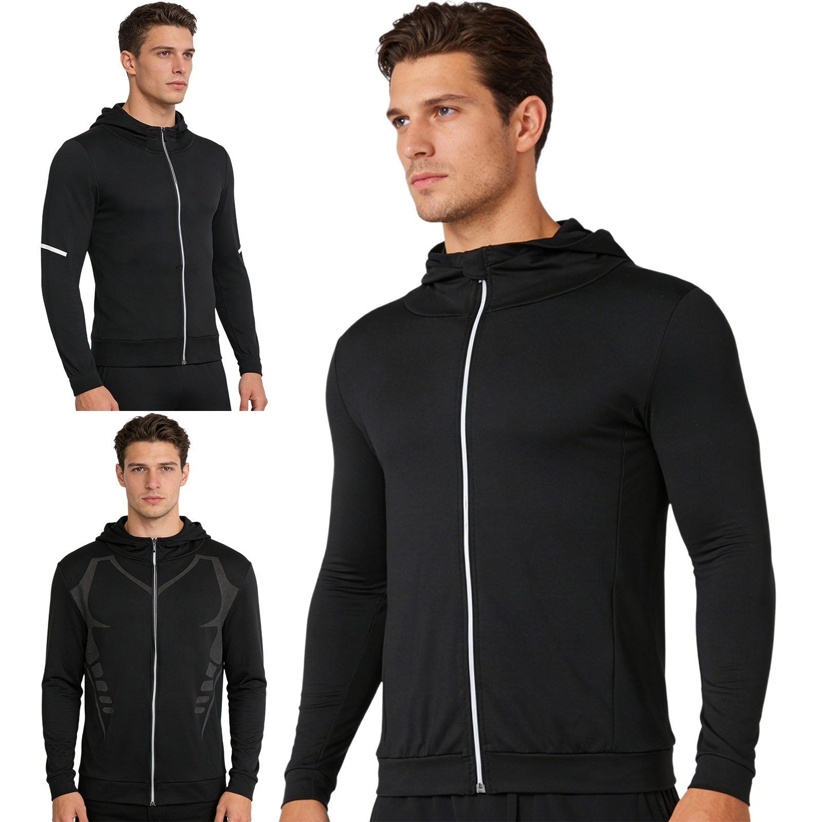 Men Thin Fleece-lined Hooded S - Fleece Hoodie Lined 评论和价格