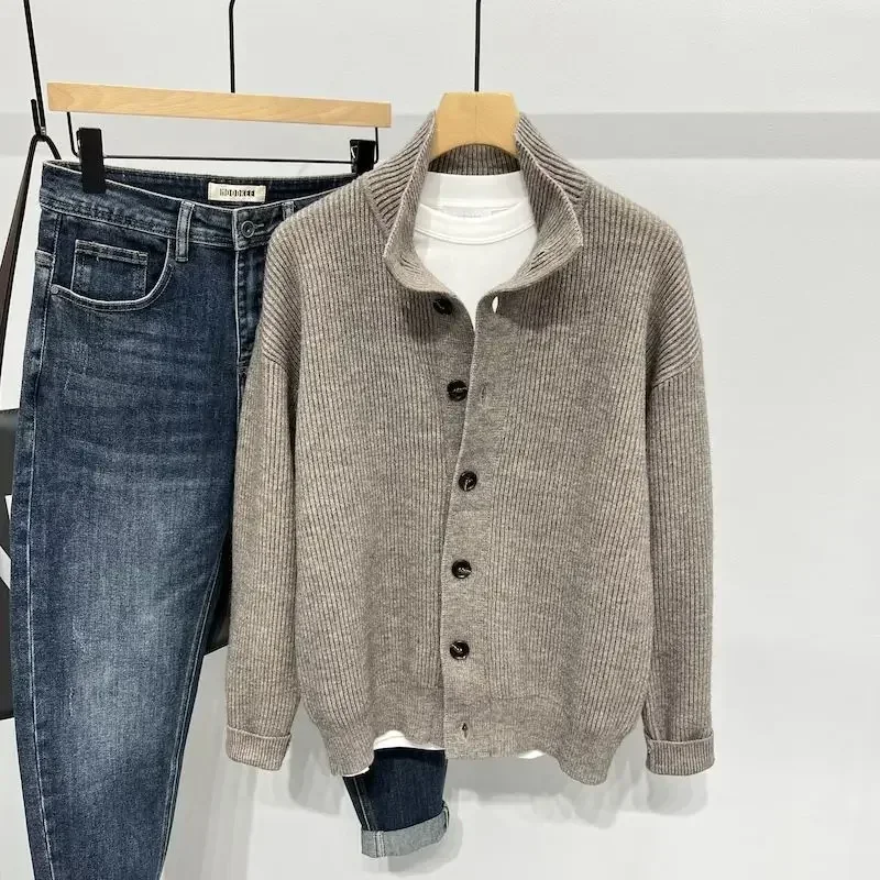 Knit Sweater Male Black Solid  - Quality Winter Clothing 评论和价格