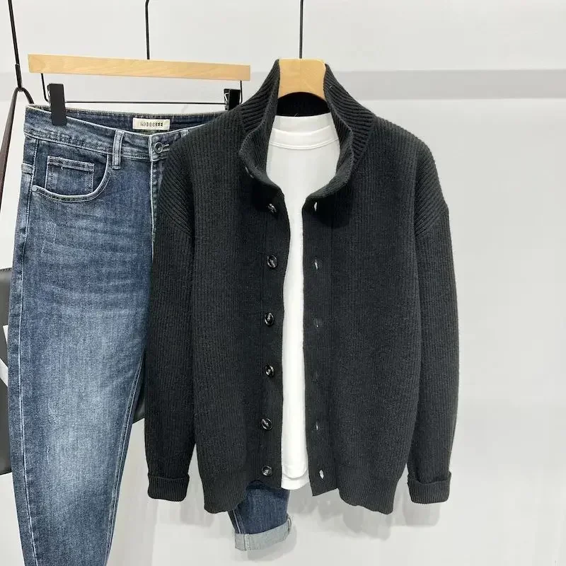 Knit Sweater Male Black Solid  - Quality Winter Clothing 评论和价格