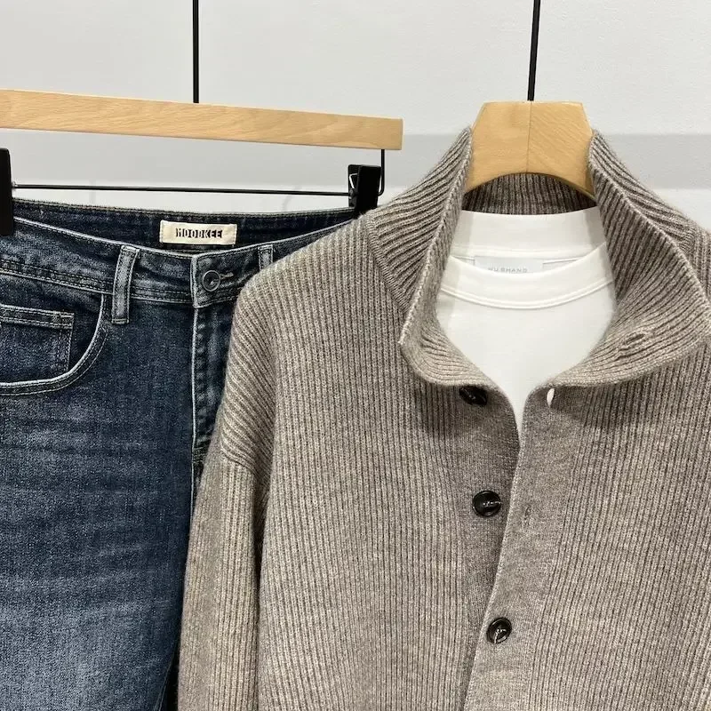 Knit Sweater Male Black Solid  - Quality Winter Clothing 评论和价格