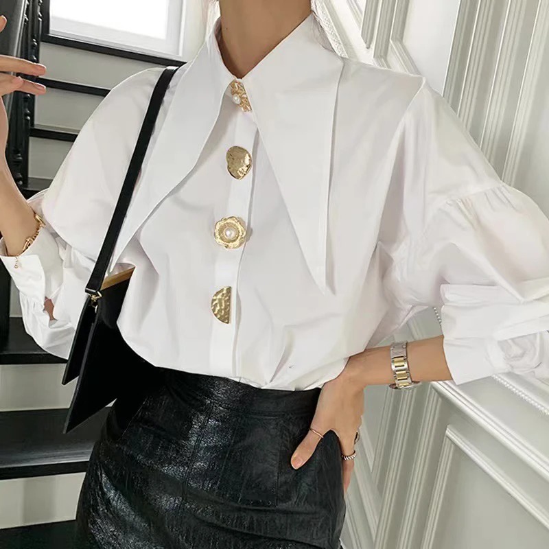 White Elegant Pearl Women Shir - Y2K Winter Clothing 评论和价格