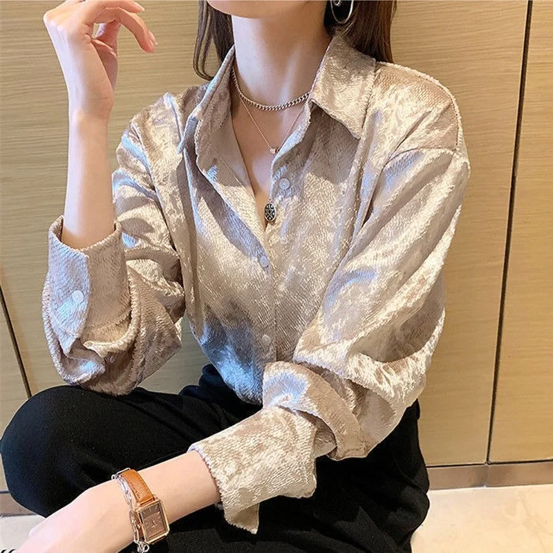 Women's Shiny Button Shirt Spr - Quality Winter Clothing 评论和价格