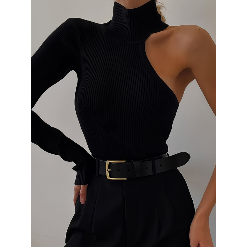 Solid Asymmetric One Shoulder  - Winter Clothing For 评论和价格