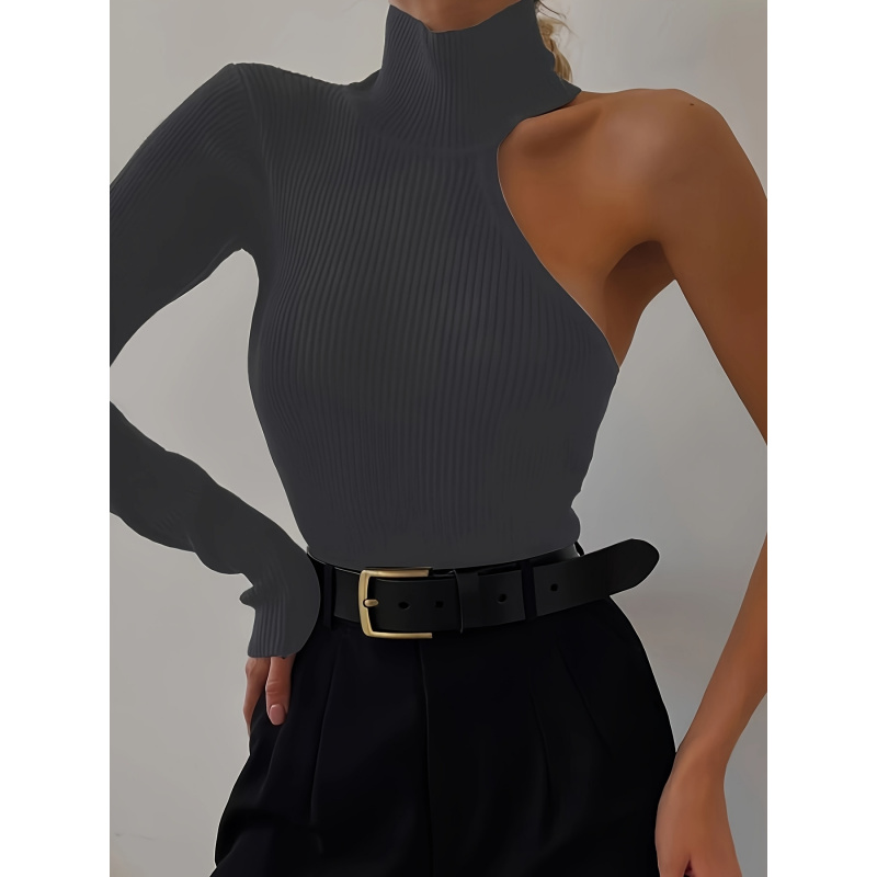 Solid Asymmetric One Shoulder  - Winter Clothing For 评论和价格