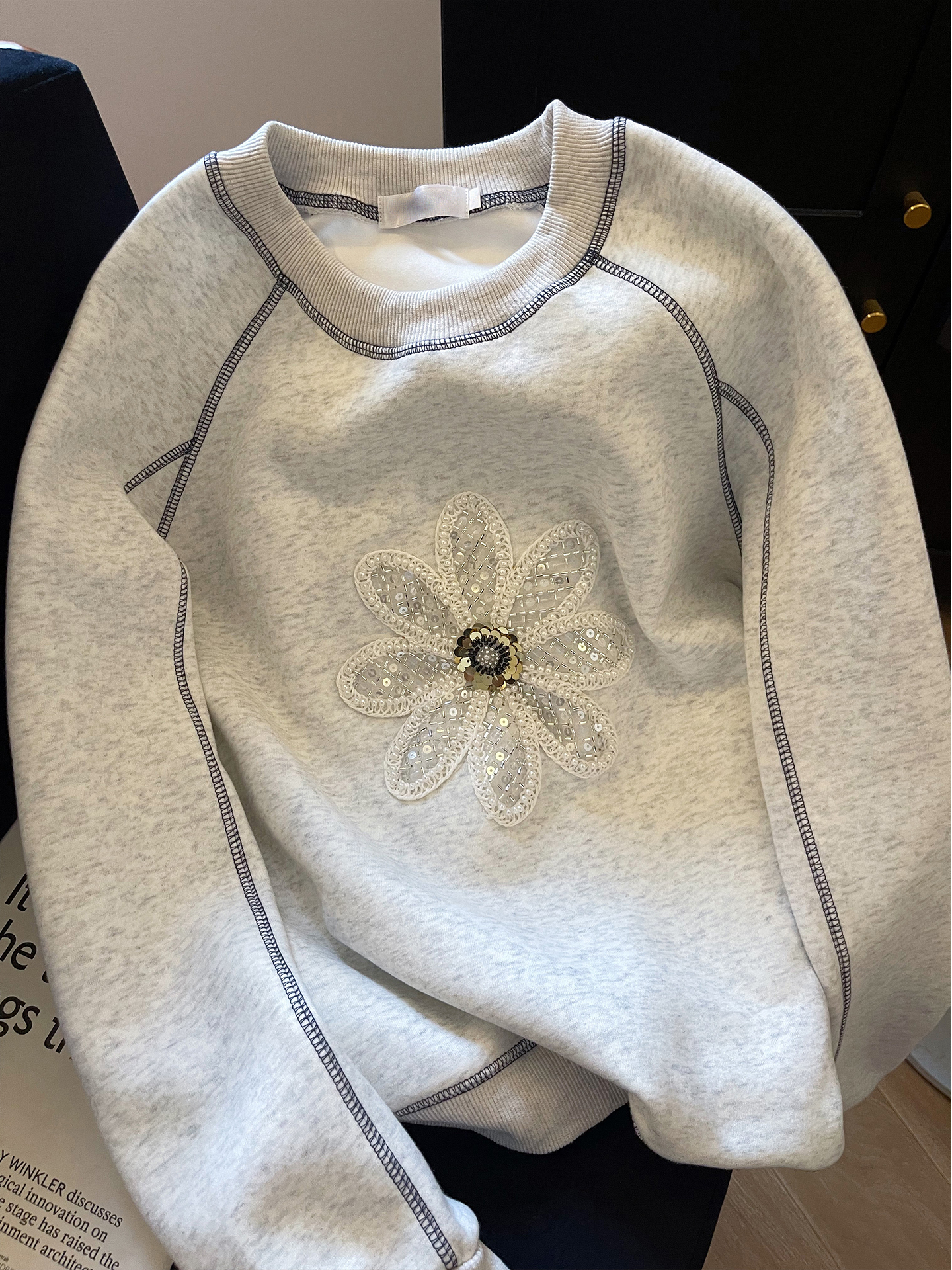 Gray round Neck Hoodie Women's - Fleece Hoodie Lined 评论和价格