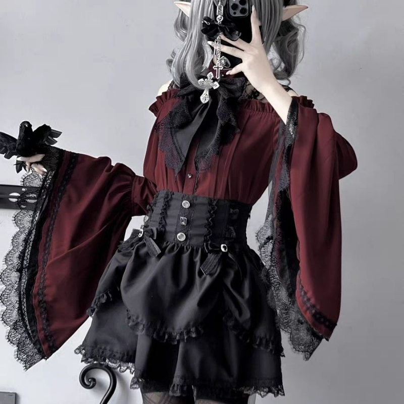 Gothic Y2k Lolita Style Shirts - Y2K Winter Clothing 评论和价格