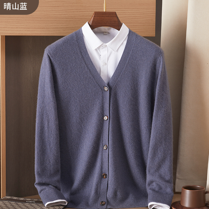 Red men's V-neck cashmere card - Wool Blend Coat 评论和价格
