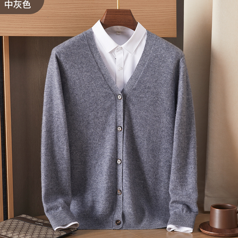 Red men's V-neck cashmere card - Wool Blend Coat 评论和价格