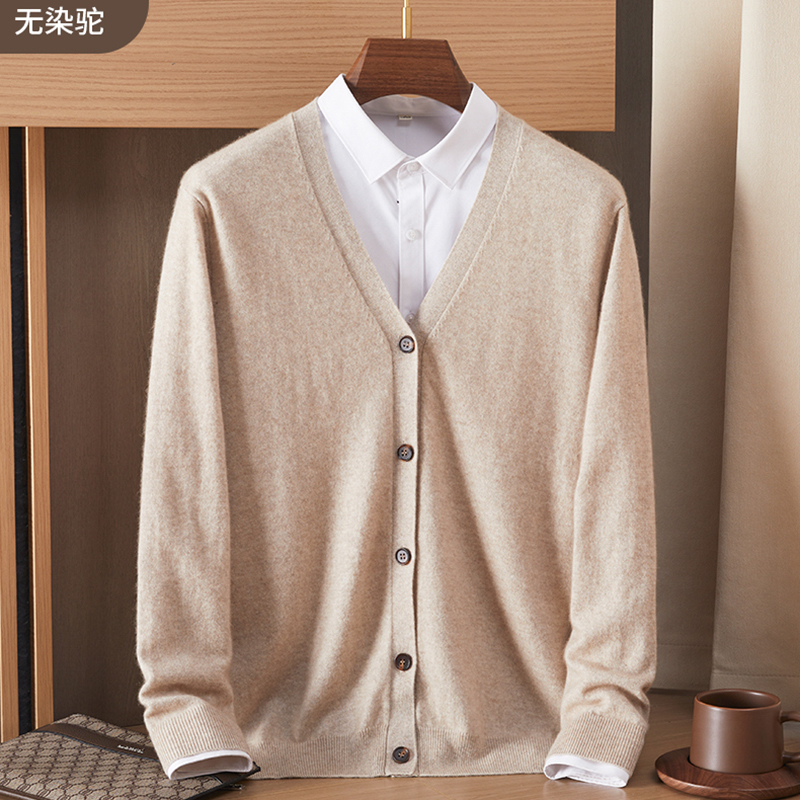 Red men's V-neck cashmere card - Wool Blend Coat 评论和价格