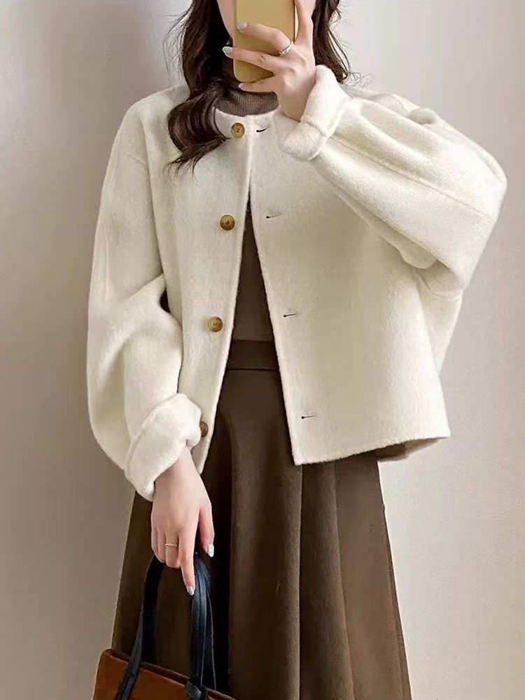 Faux Wool Coat for Women Korea - Wool Blend Coat 评论和价格