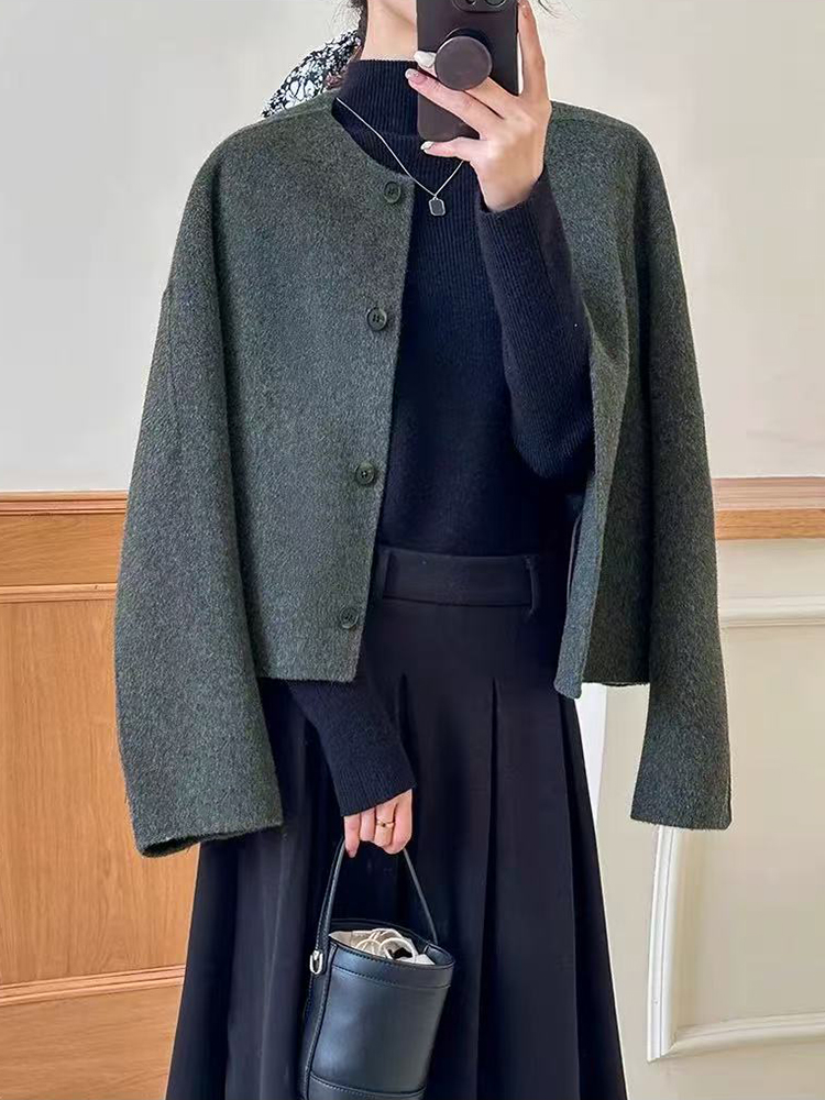 Faux Wool Coat for Women Korea - Wool Blend Coat 评论和价格