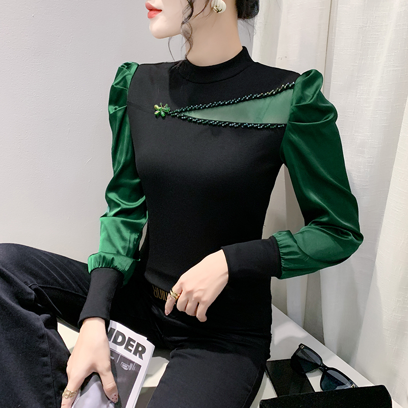 Elegant Slim Beading Shirt Wom - Winter Clothing Colors 评论和价格