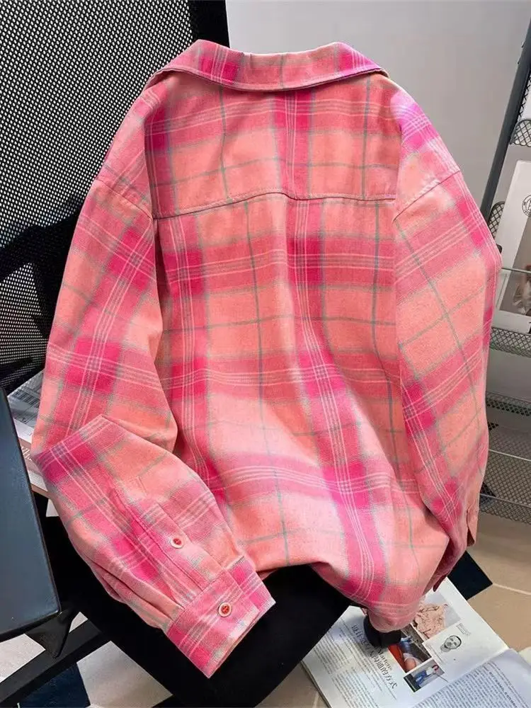 Y2k American Vintage Pink Plai - Y2K Winter Clothing 评论和价格