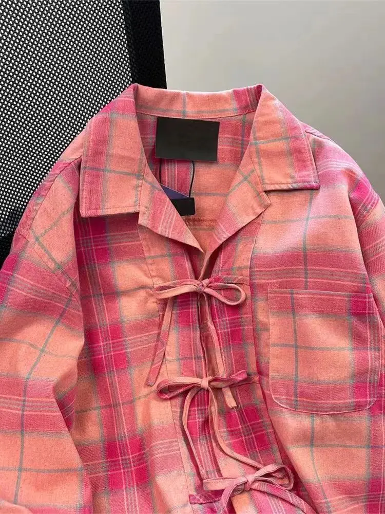 Y2k American Vintage Pink Plai - Y2K Winter Clothing 评论和价格