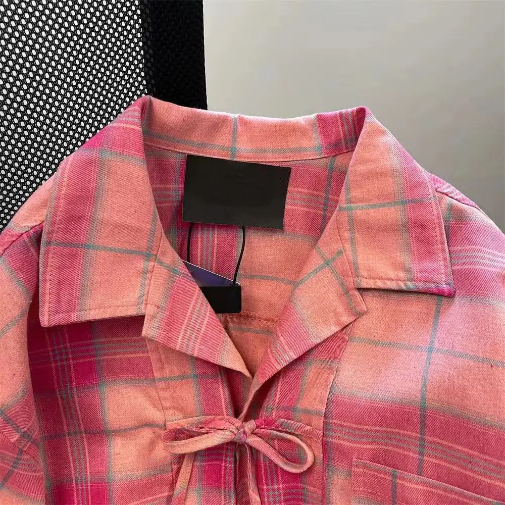 Y2k American Vintage Pink Plai - Y2K Winter Clothing 评论和价格